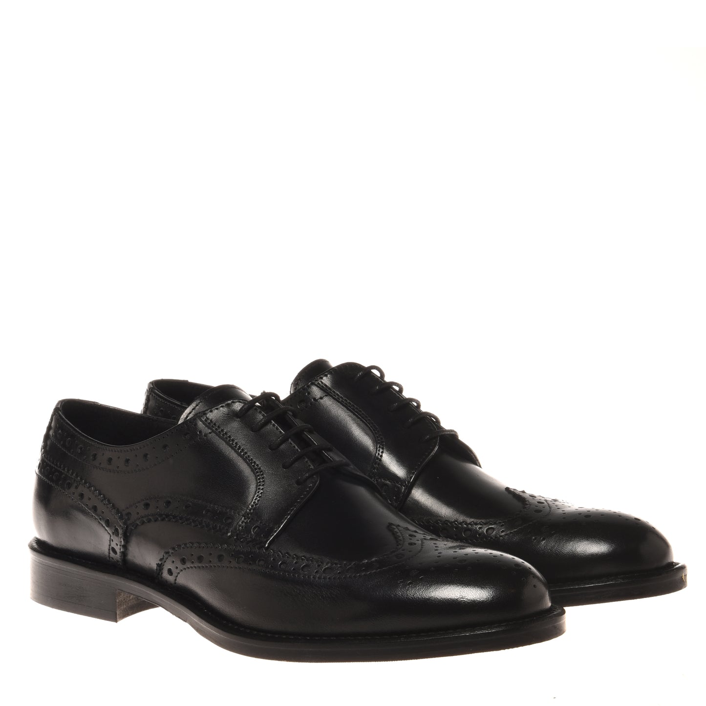 Black leather lace-up shoe