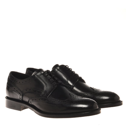 Black leather lace-up shoe
