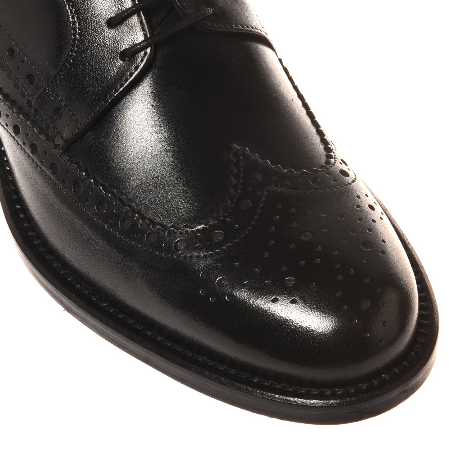 Black leather lace-up shoe