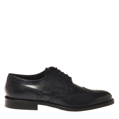 Blue leather lace-up shoe