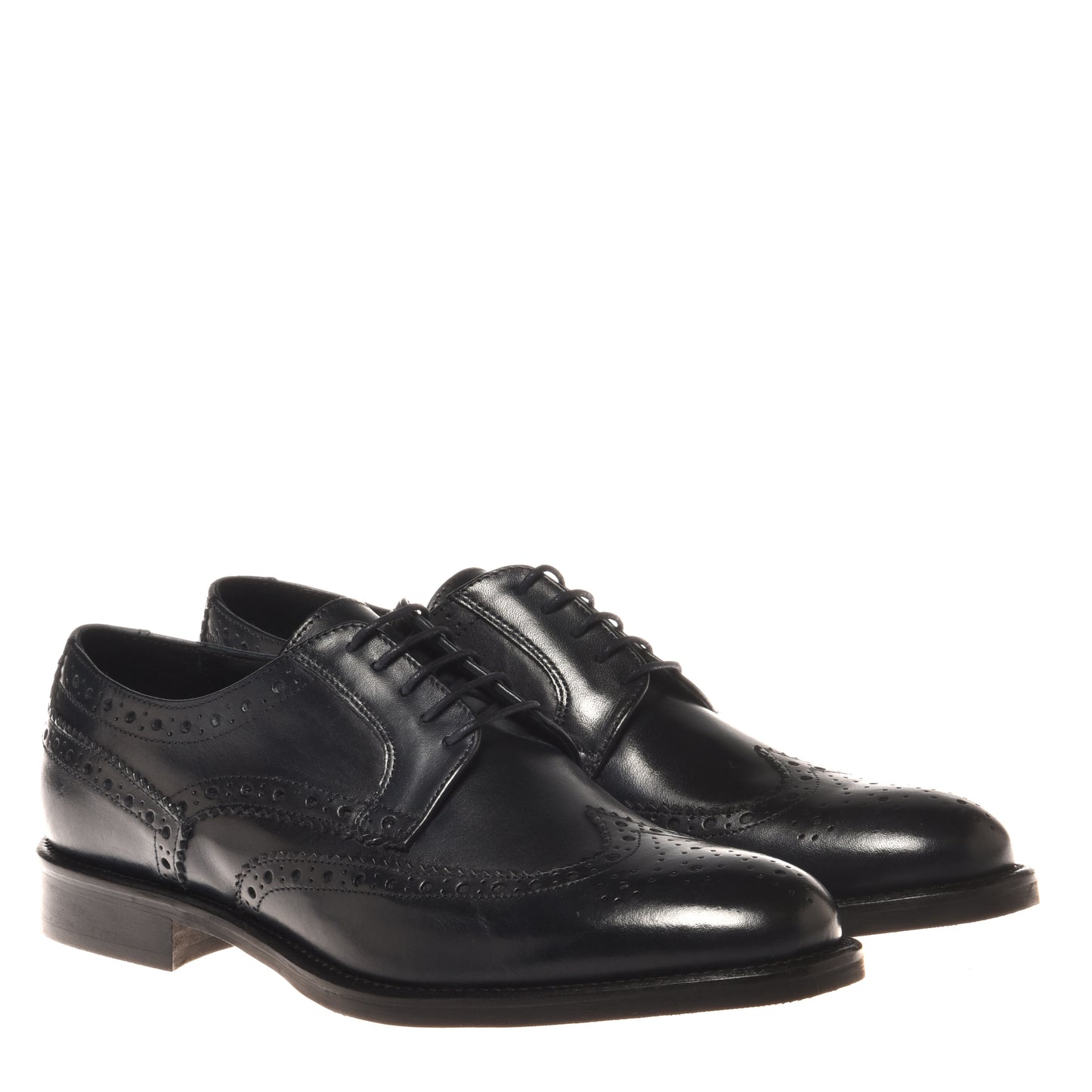 Blue leather lace-up shoe