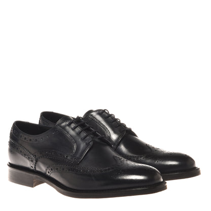 Blue leather lace-up shoe