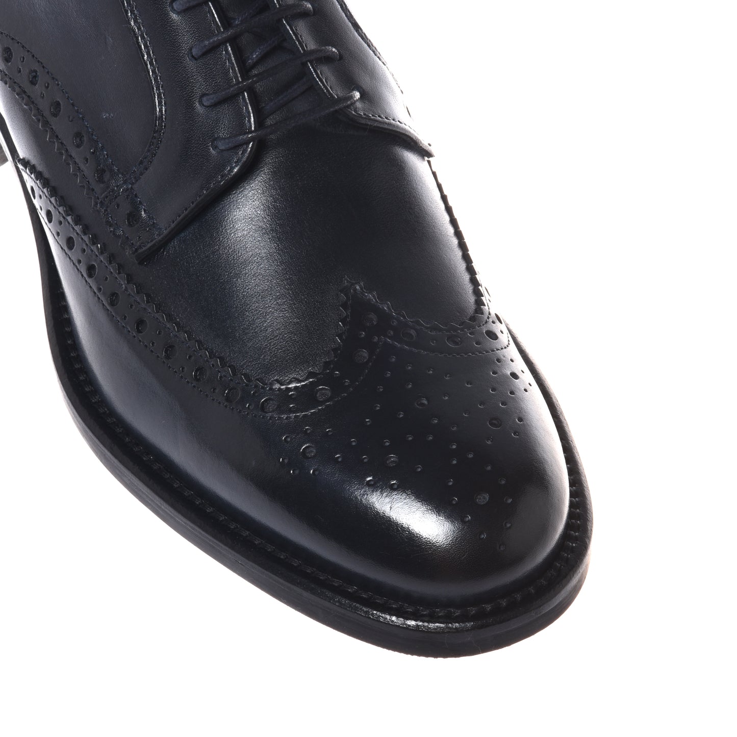 Blue leather lace-up shoe