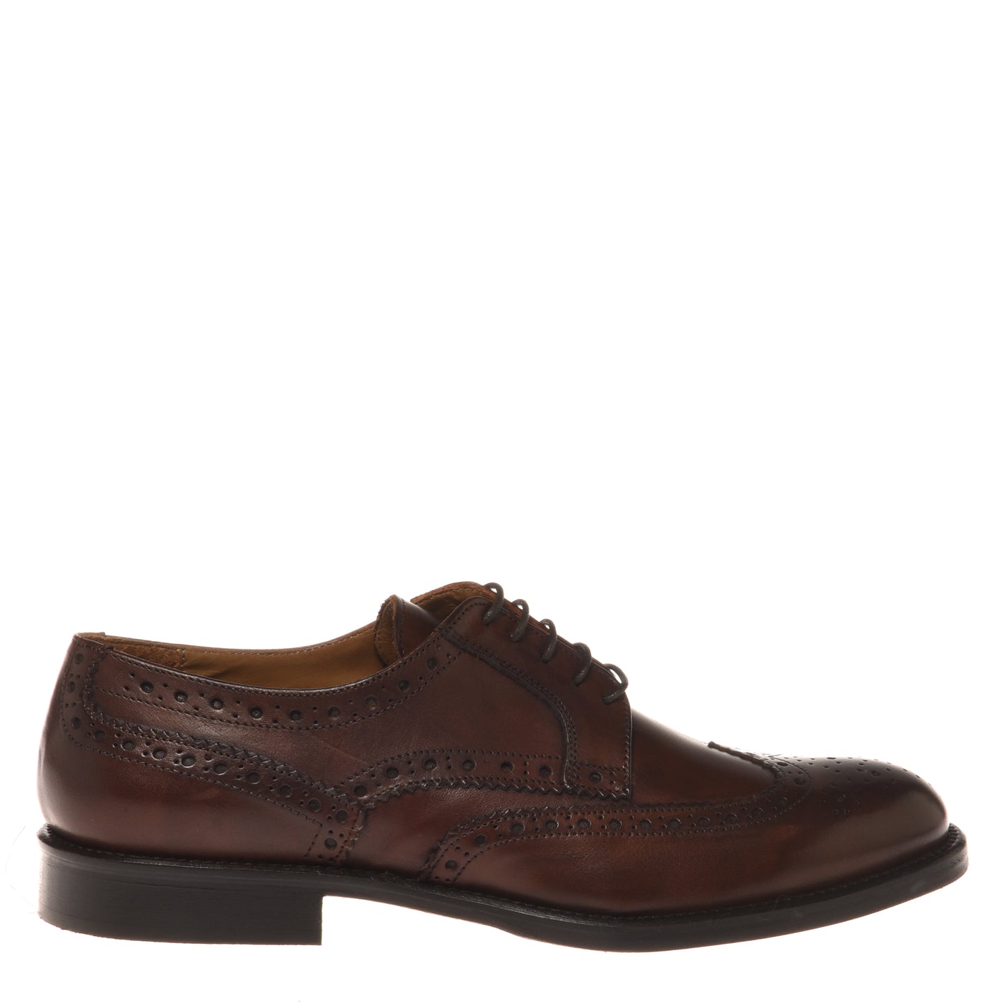 Dark brown leather lace-up shoe