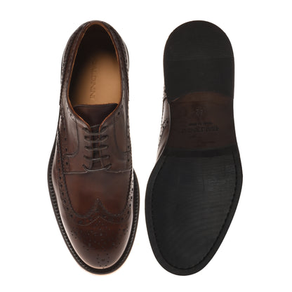 Dark brown leather lace-up shoe