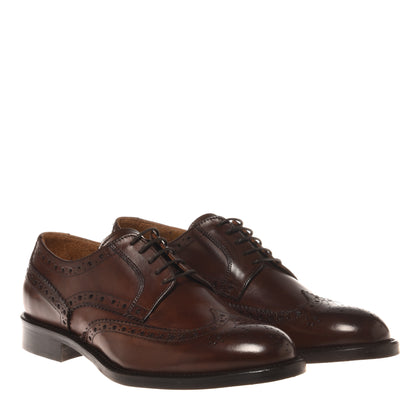 Dark brown leather lace-up shoe