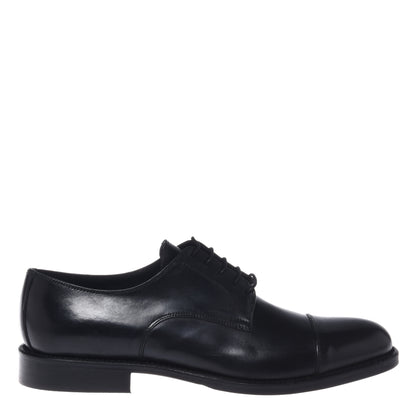 Black leather lace-up shoe