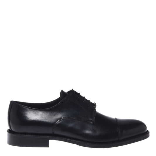 Black leather lace-up shoe