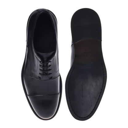 Black leather lace-up shoe