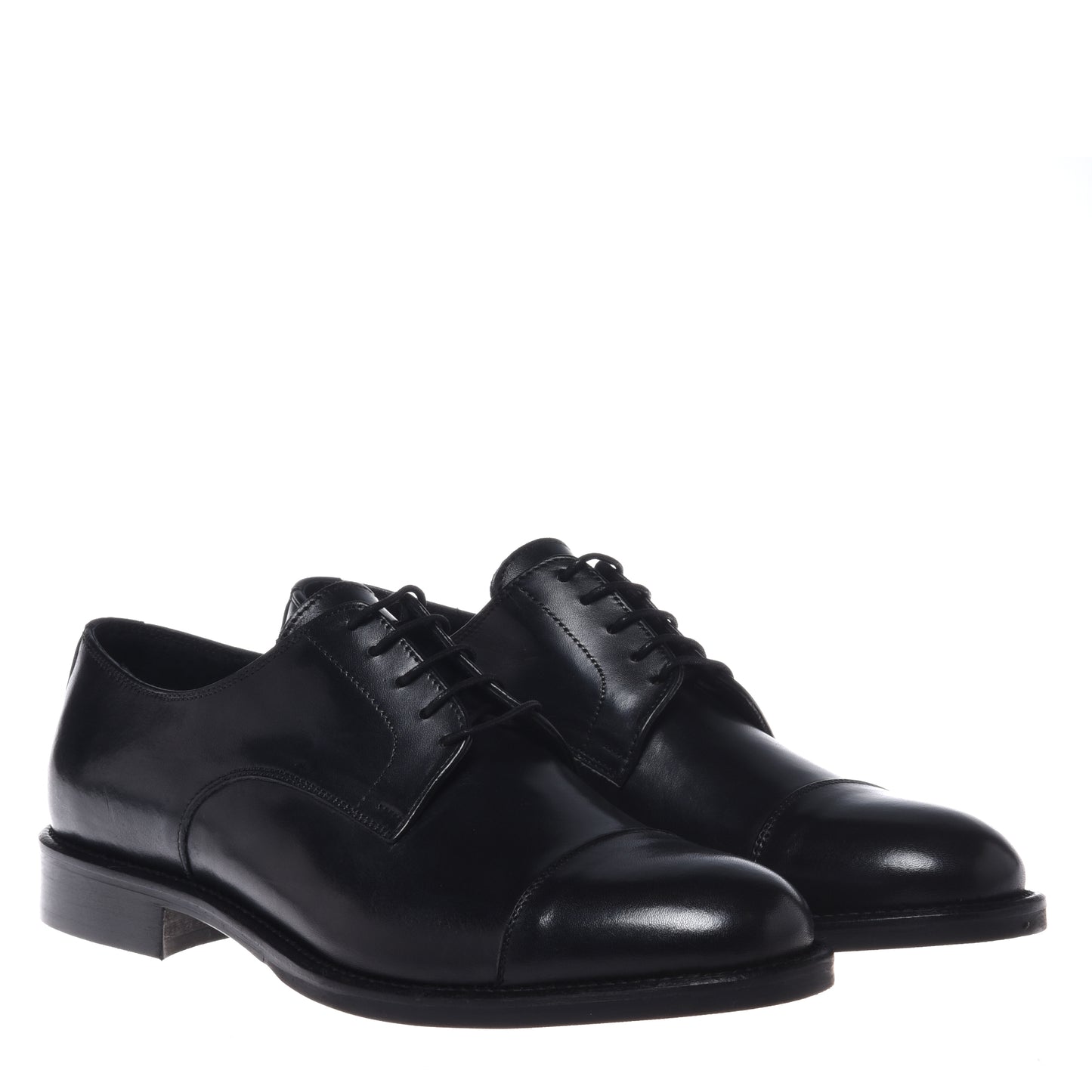 Black leather lace-up shoe