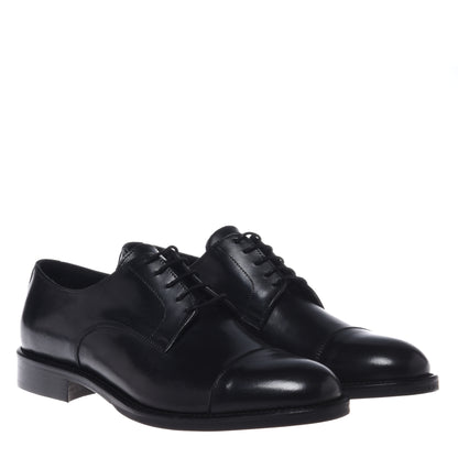 Black leather lace-up shoe
