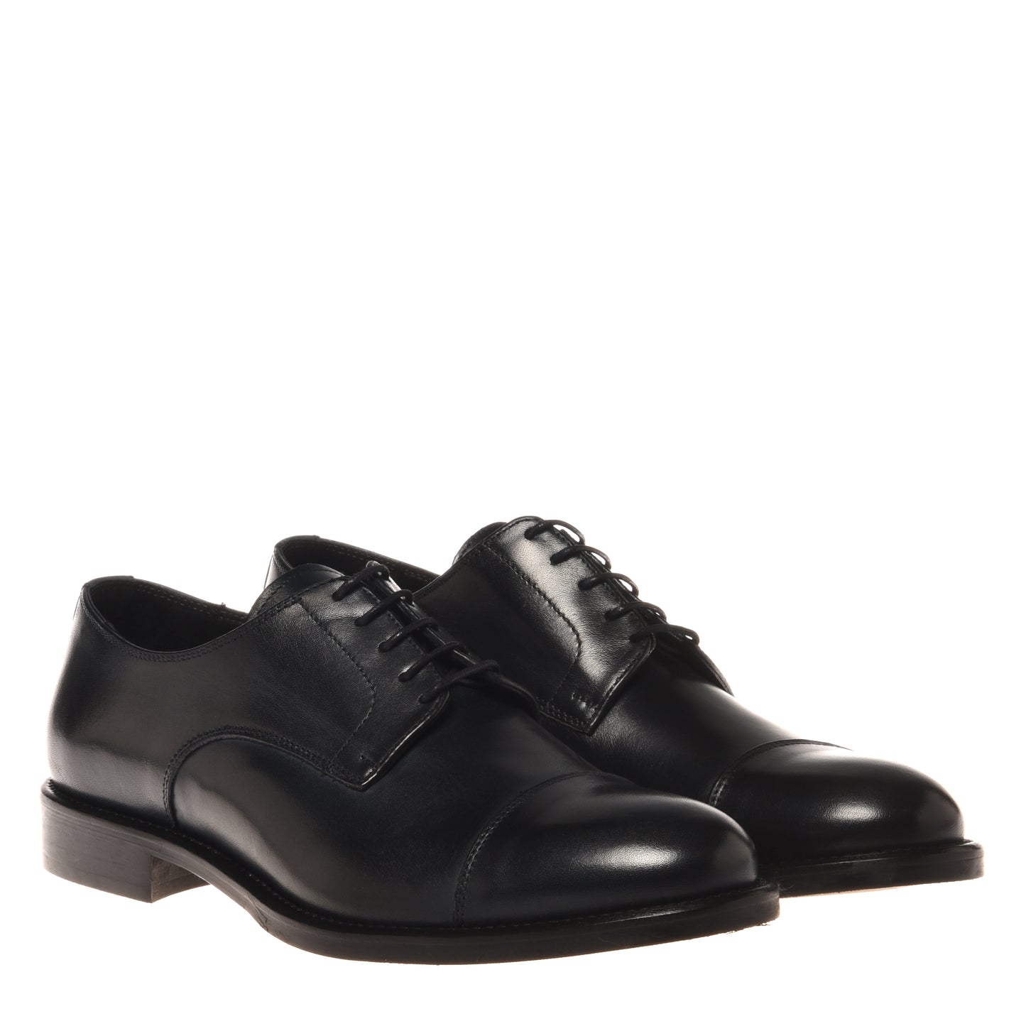 Blue leather lace-up shoe