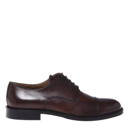 Dark brown leather lace-up shoe
