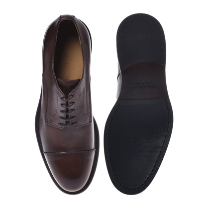 Dark brown leather lace-up shoe