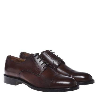 Dark brown leather lace-up shoe
