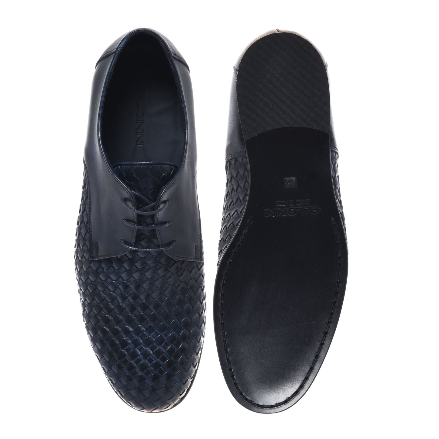 Blue woven leather lace-up shoe
