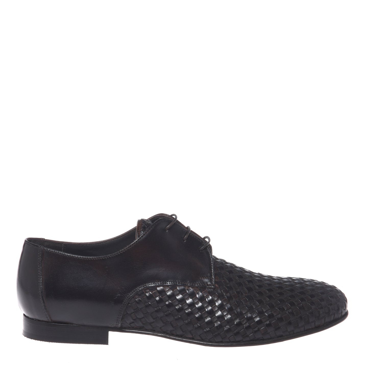 Dark brown braided leather lace-up shoes