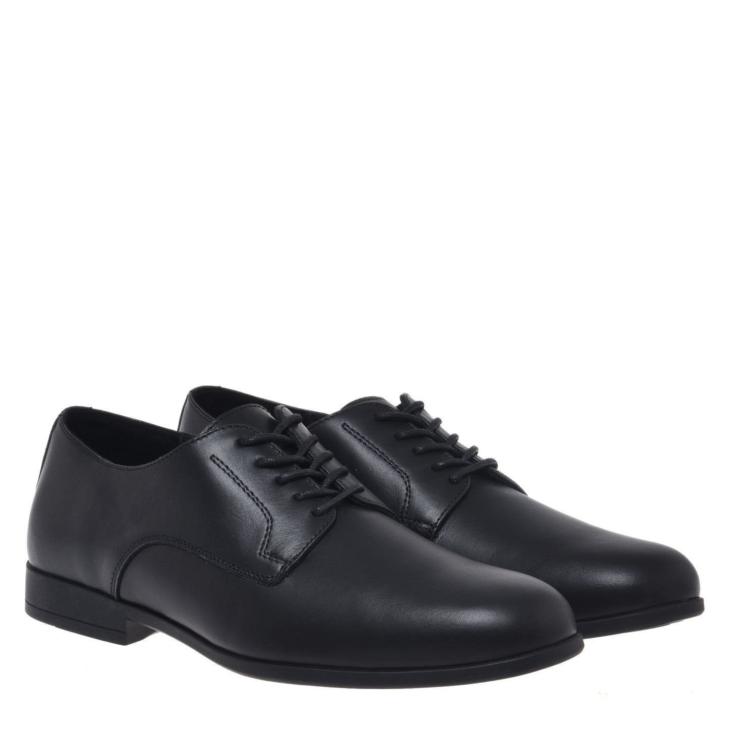 Derby lace-up en cuir noir