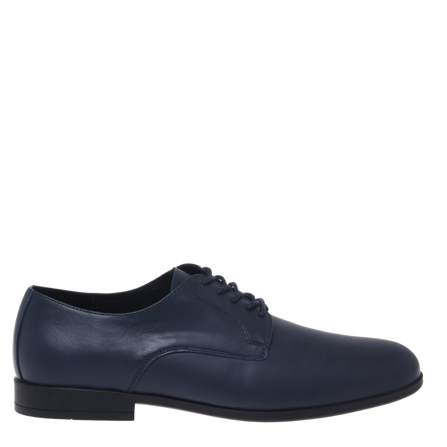 Blue leather lace-up derby shoes