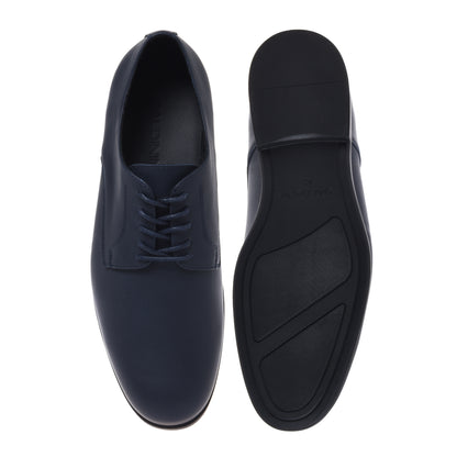 Blue leather lace-up derby shoes