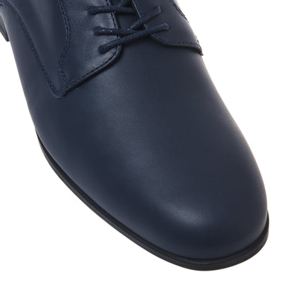 Blue leather lace-up derby shoes