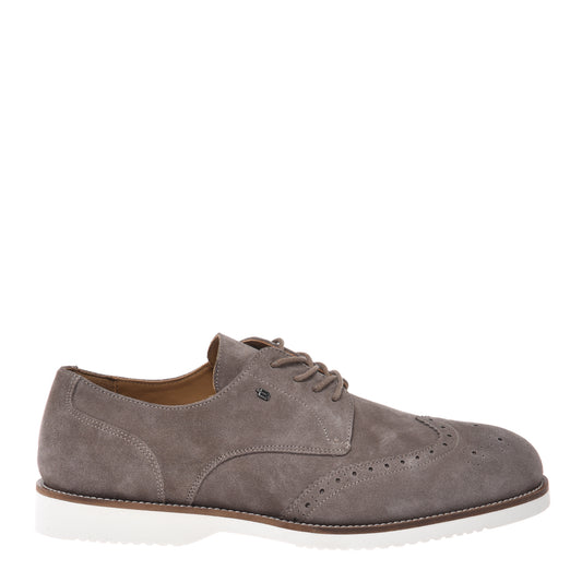 Taupe suede lace-up Derby shoes