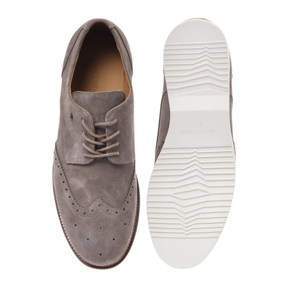 Taupe suede lace-up Derby shoes