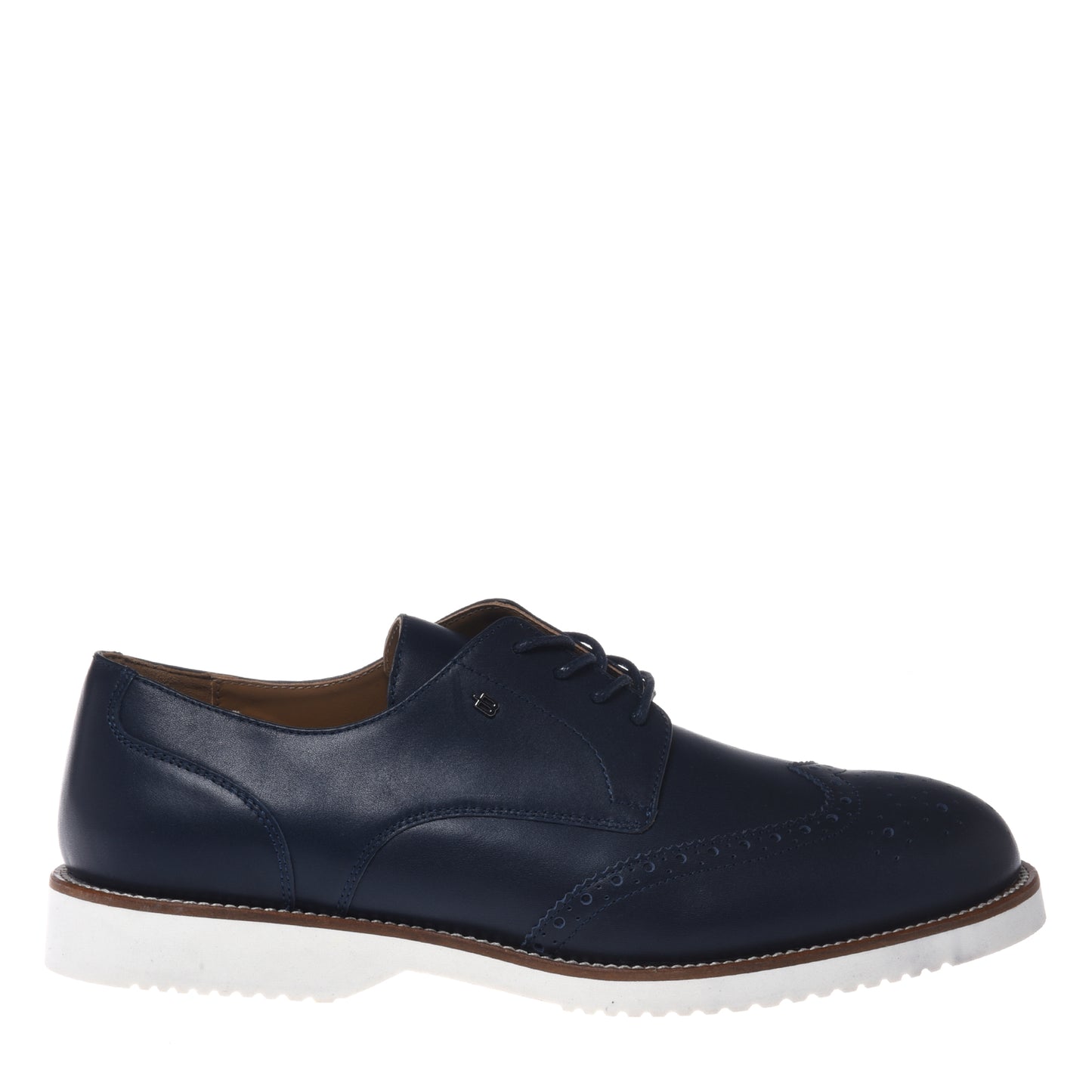 Blue leather lace-up derby shoes