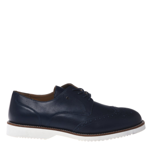 Blue leather lace-up derby shoes