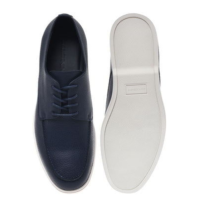Blue milled leather lace-up Derby shoes