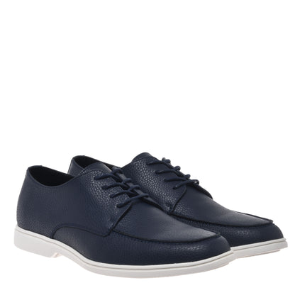 Blue milled leather lace-up Derby shoes