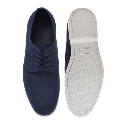Blue nubuck lace-up Derby shoes