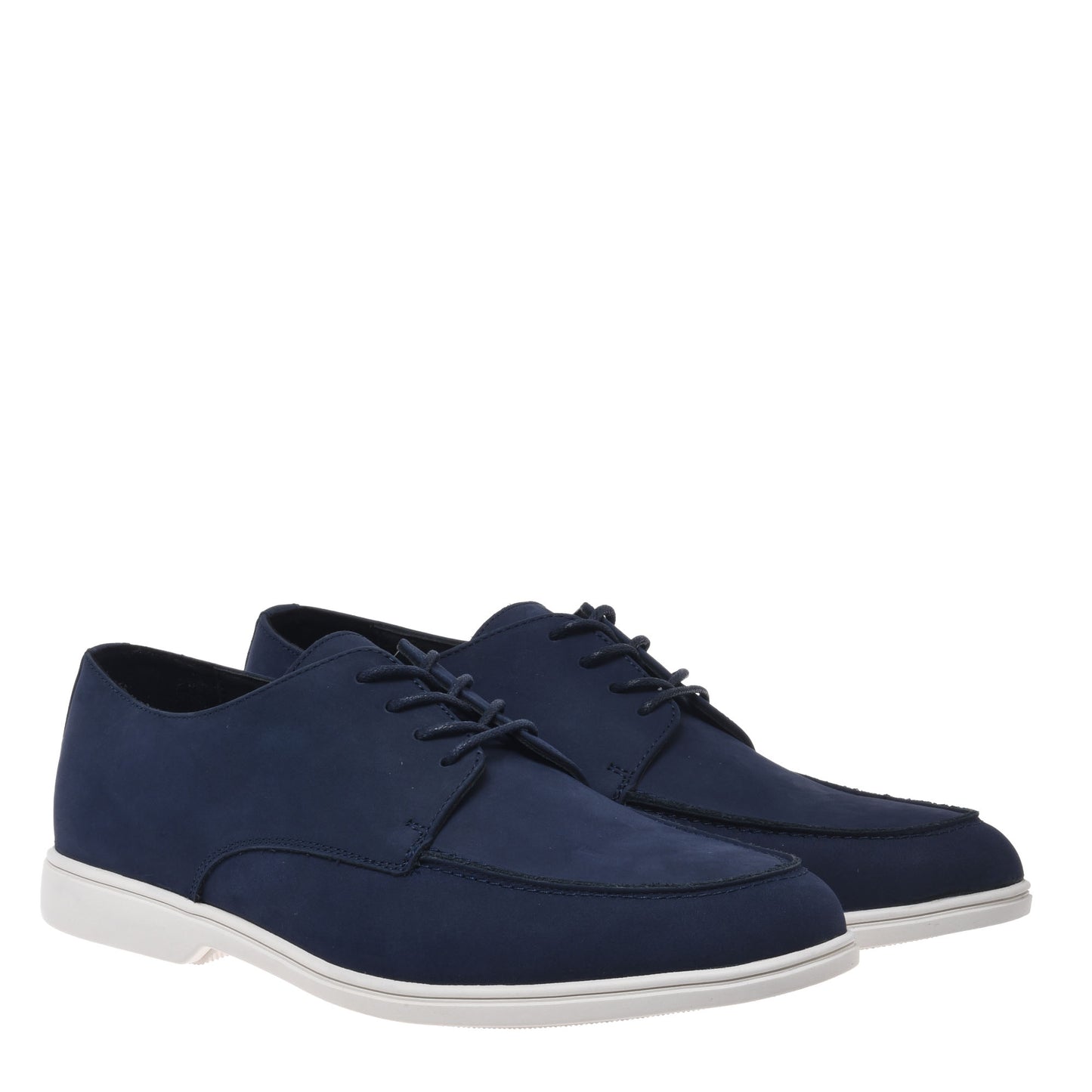 Blue nubuck lace-up Derby shoes