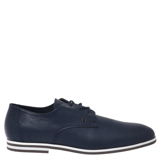 Blue milled leather lace-up Derby shoes