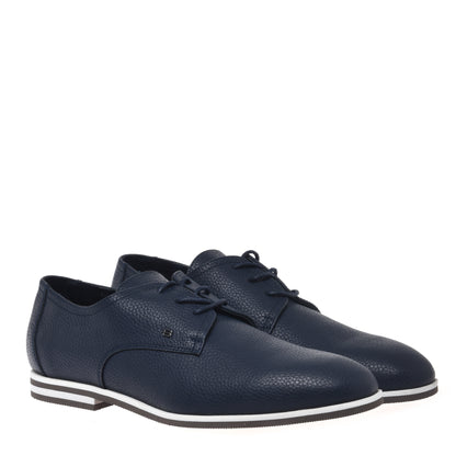 Blue milled leather lace-up Derby shoes