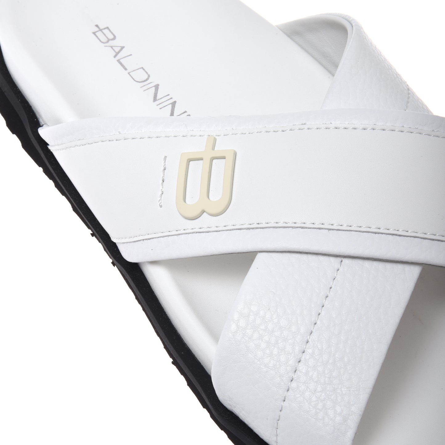Mule en cuir grainé et lisse blanc