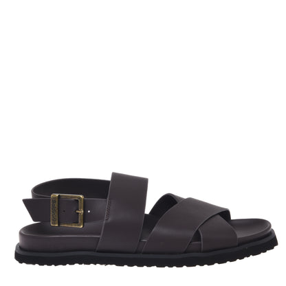 Sandale en cuir marron foncé