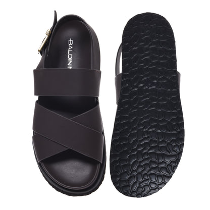 Sandale en cuir marron foncé