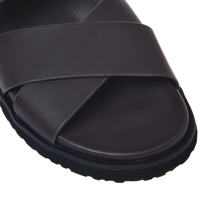 Sandale en cuir marron foncé