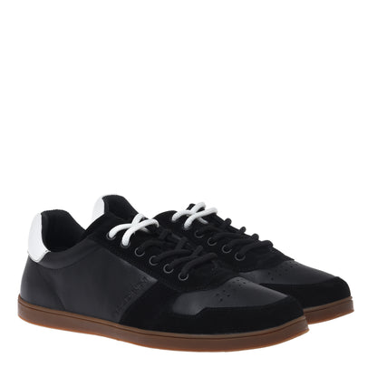 Black suede and leather sneaker