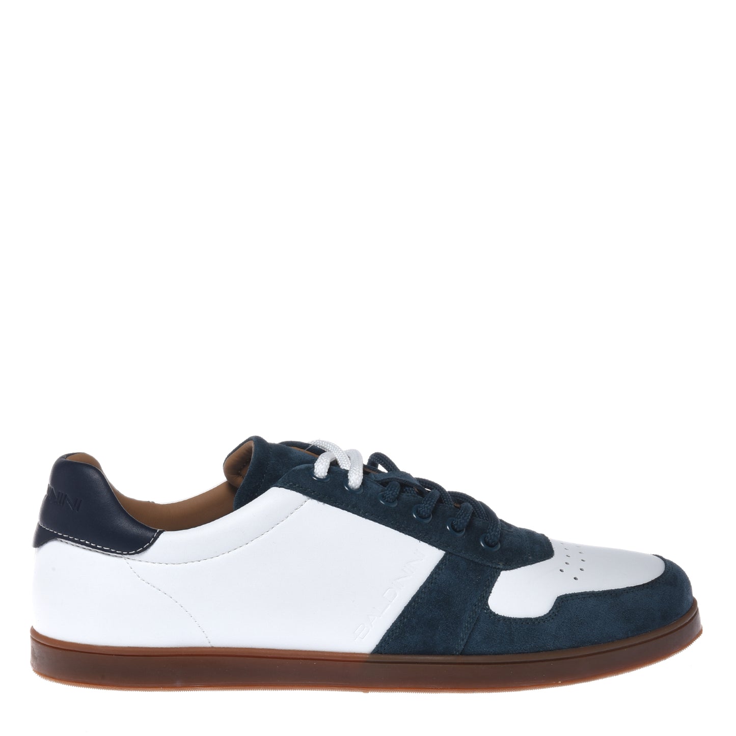 White leather and suede sneaker