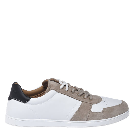 White leather and suede sneaker
