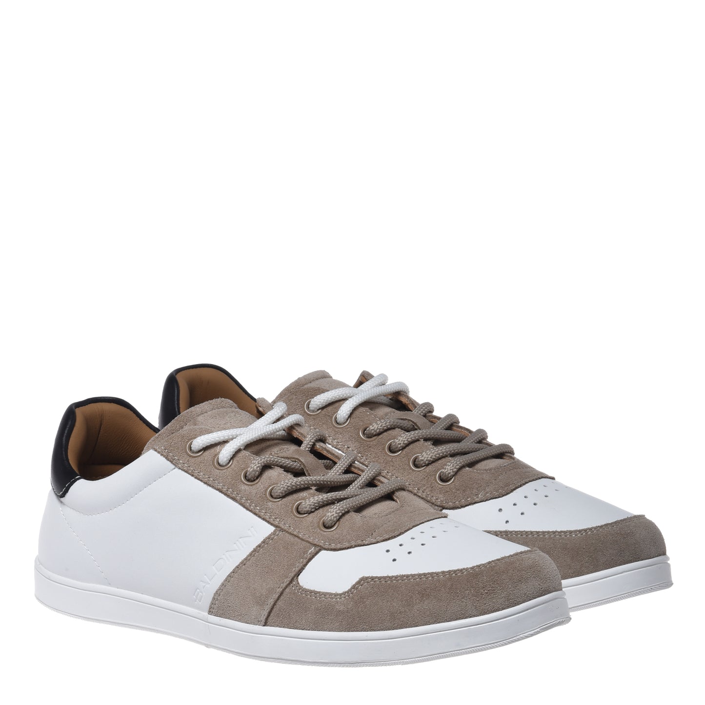 White leather and suede sneaker