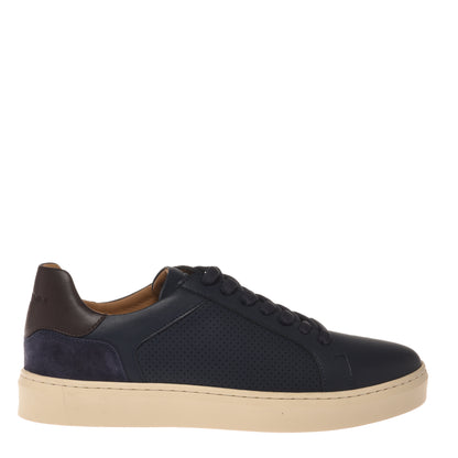 Blue perforated leather sneaker