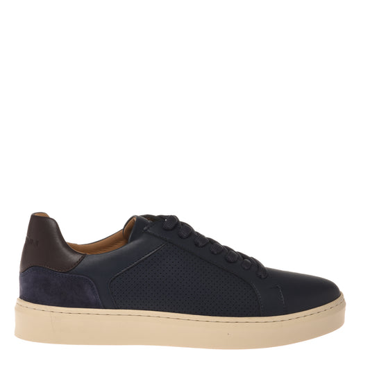 Blue perforated leather sneaker