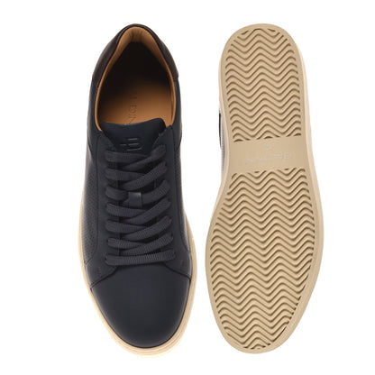 Blue perforated leather sneaker