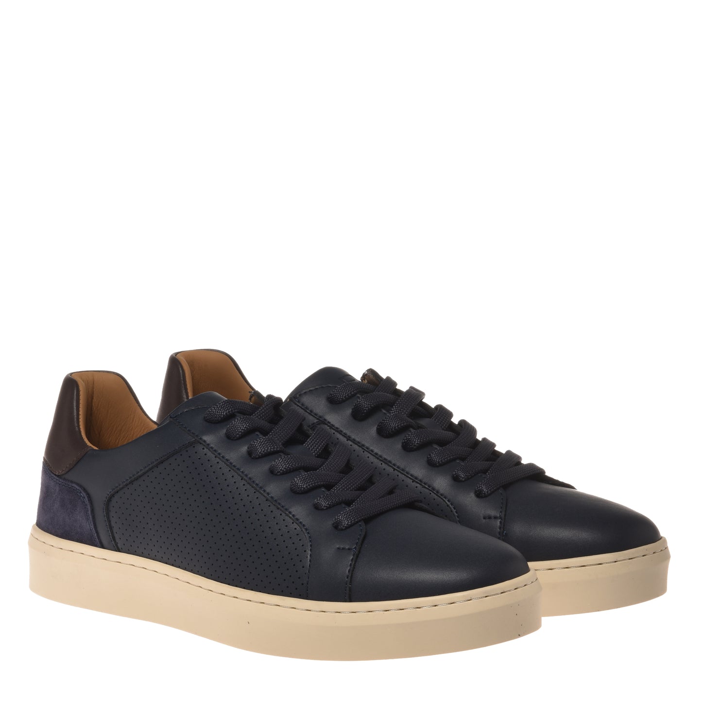 Blue perforated leather sneaker