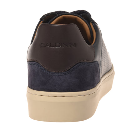 Blue perforated leather sneaker