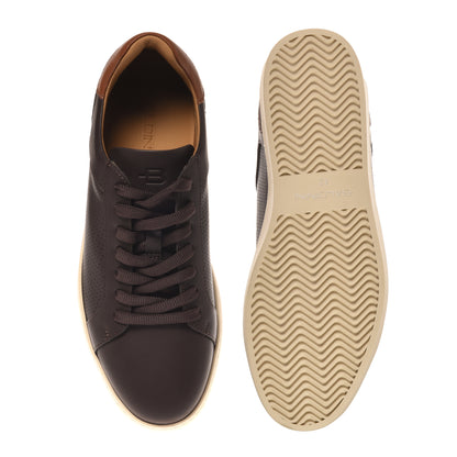 Dark brown perforated leather sneakers