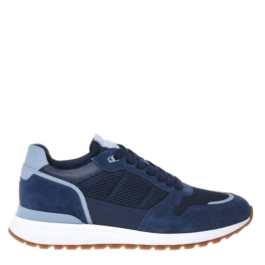 Blue suede and fabric sneaker